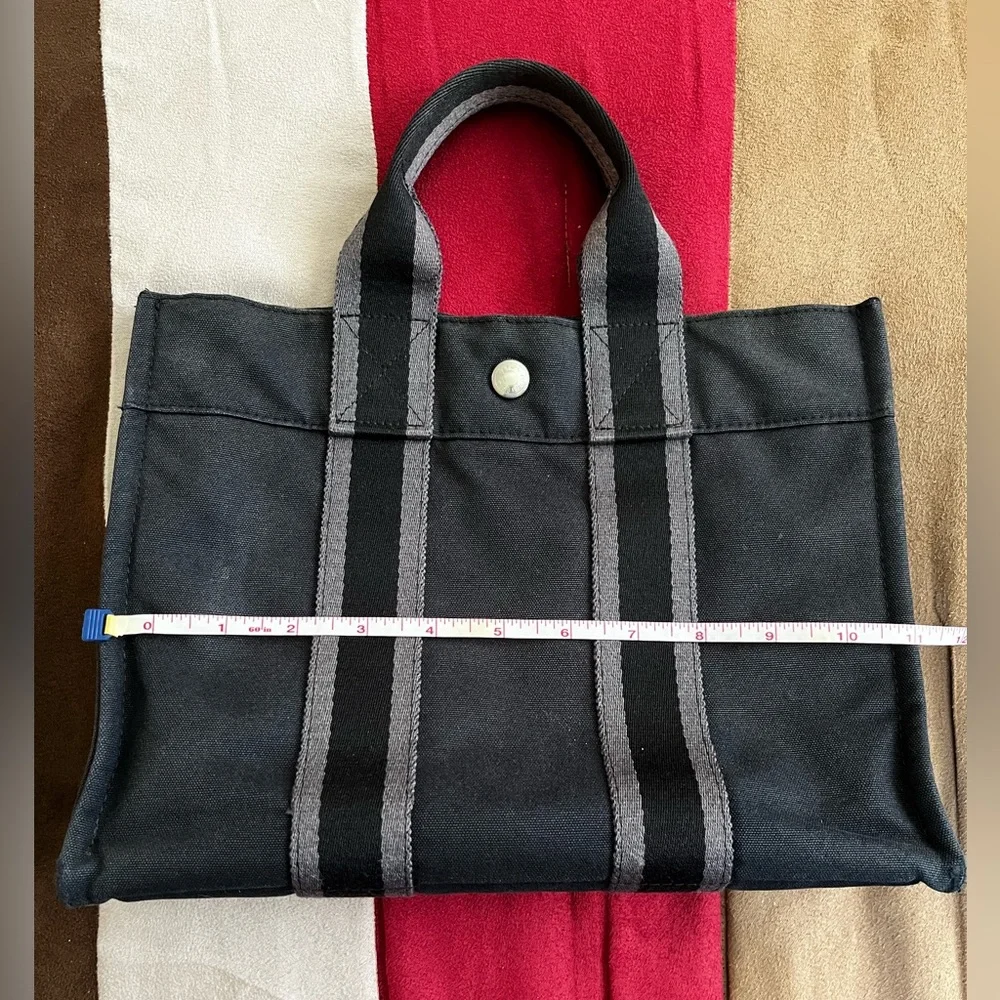 Black Hermes Canvas Tote Bag - Picture 10 of 16